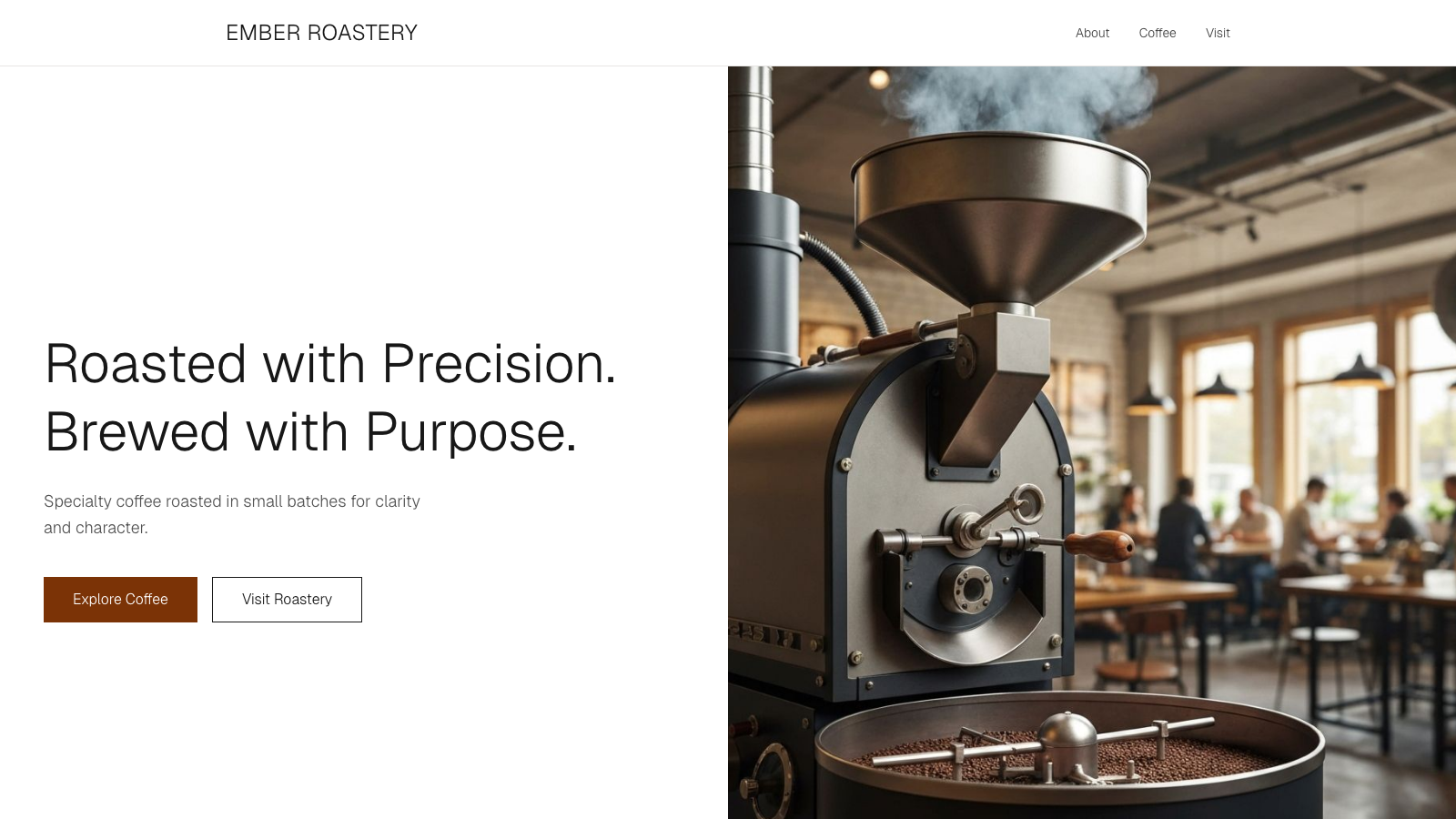 Ember Roastery website preview